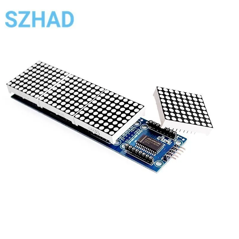 Módulo de matriz de puntos MAX7219 para microcontrolador Arduino, pantalla 4 en 1 con Línea 5P