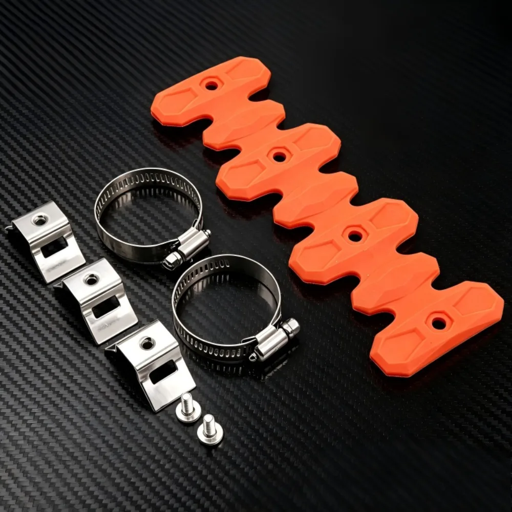Motorcycle Pipe Silicone Heat Shield – Anti-Scald Black/Orange Cover, High Temp Resistant, Universal Off-Road Accessory