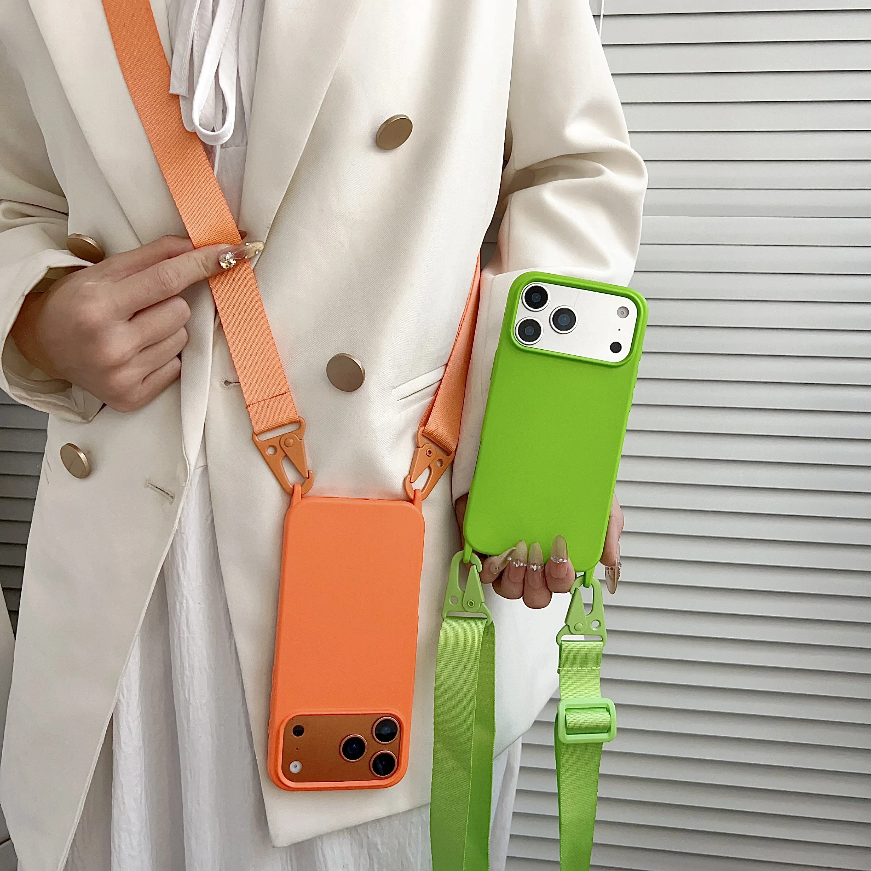 Crossbody Lanyard Cord Weiche Silikon Handyhülle für iPhone 16 17 15 11 12 14 Pro Max 13 XR X 7 8 Plus Matte Halskette Strap Cover