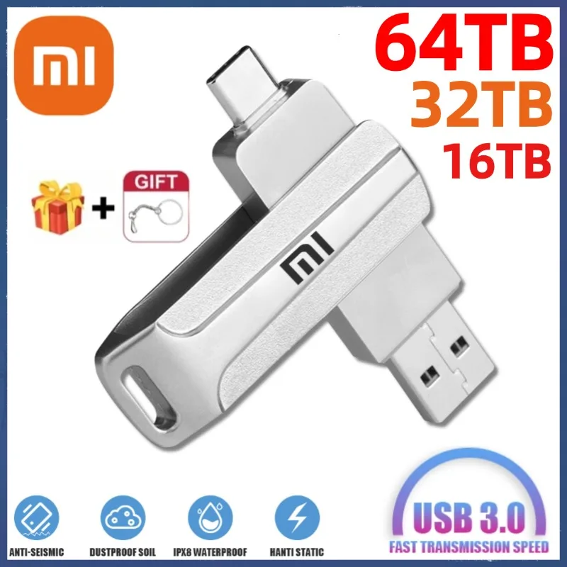 Xiaomi 64 تيرا بايت محرك فلاش USB3.0 البرق القلم محرك 32 تيرا بايت آيفون باد أندرويد OTG بندريف 8 تيرا بايت الذاكرة عصا لأجهزة الكمبيوتر المحمول ps4