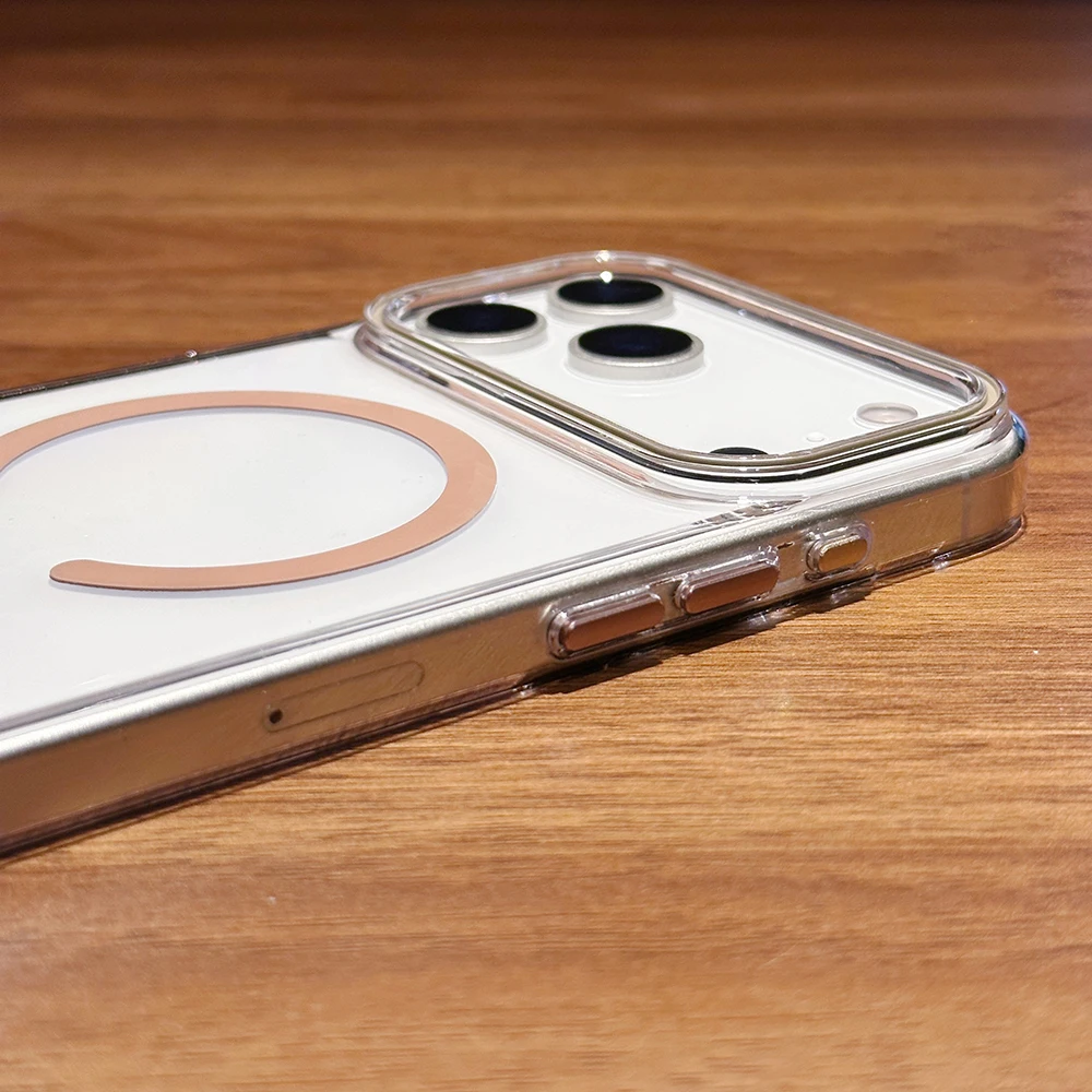 Luxo simples carregamento magnético caso de telefone transparente para iphone 17air 16plus 15 14 13 12 pro max não-amarelamento anti-queda capa