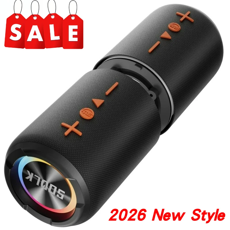 

Loud Portable Bluetooth Speaker with Shock Bass RGB Lights Stereo Sound Wireless Boombox Karaoke Machine 20W for Outdoor Party