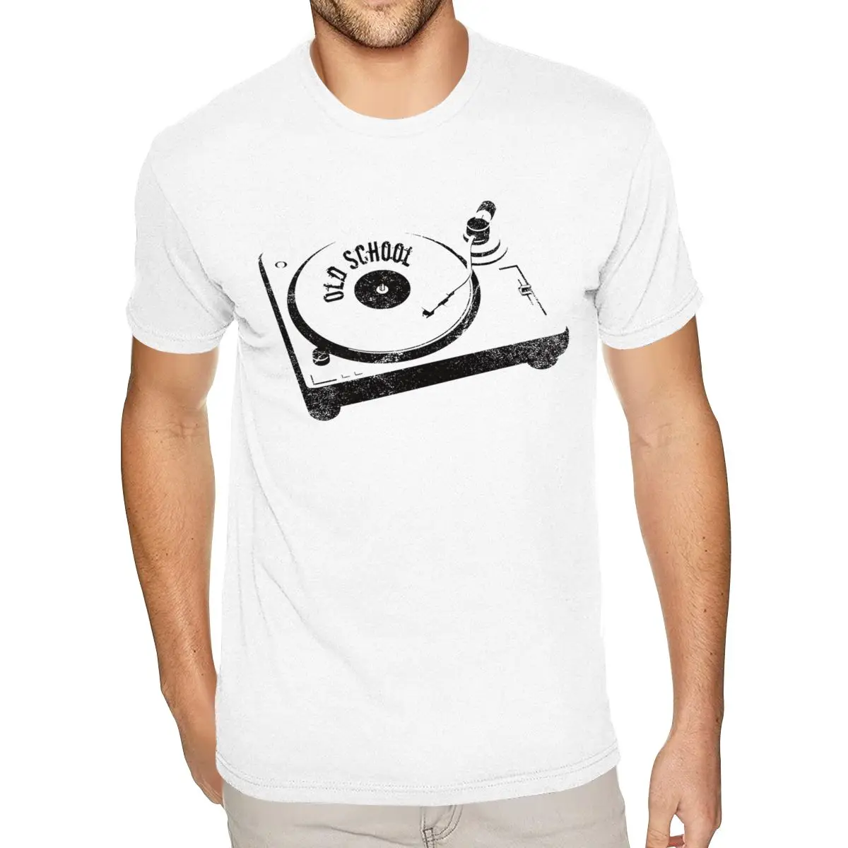 

Оптовая продажа футболок Old School - винтажная хлопковая футболка с проигрывателем в стиле ретро, хлопковые футболки с короткими рукавами на заказ для мальчиков большего размера, белые рубашки