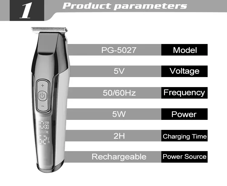 Kemei KM-5027 Original kabelloser elektrischer Haarschneider, wiederaufladbarer Haarschneider KM-2028, Rasierer für Männer, USB-Laderasierer, Friseur – Detail 6
