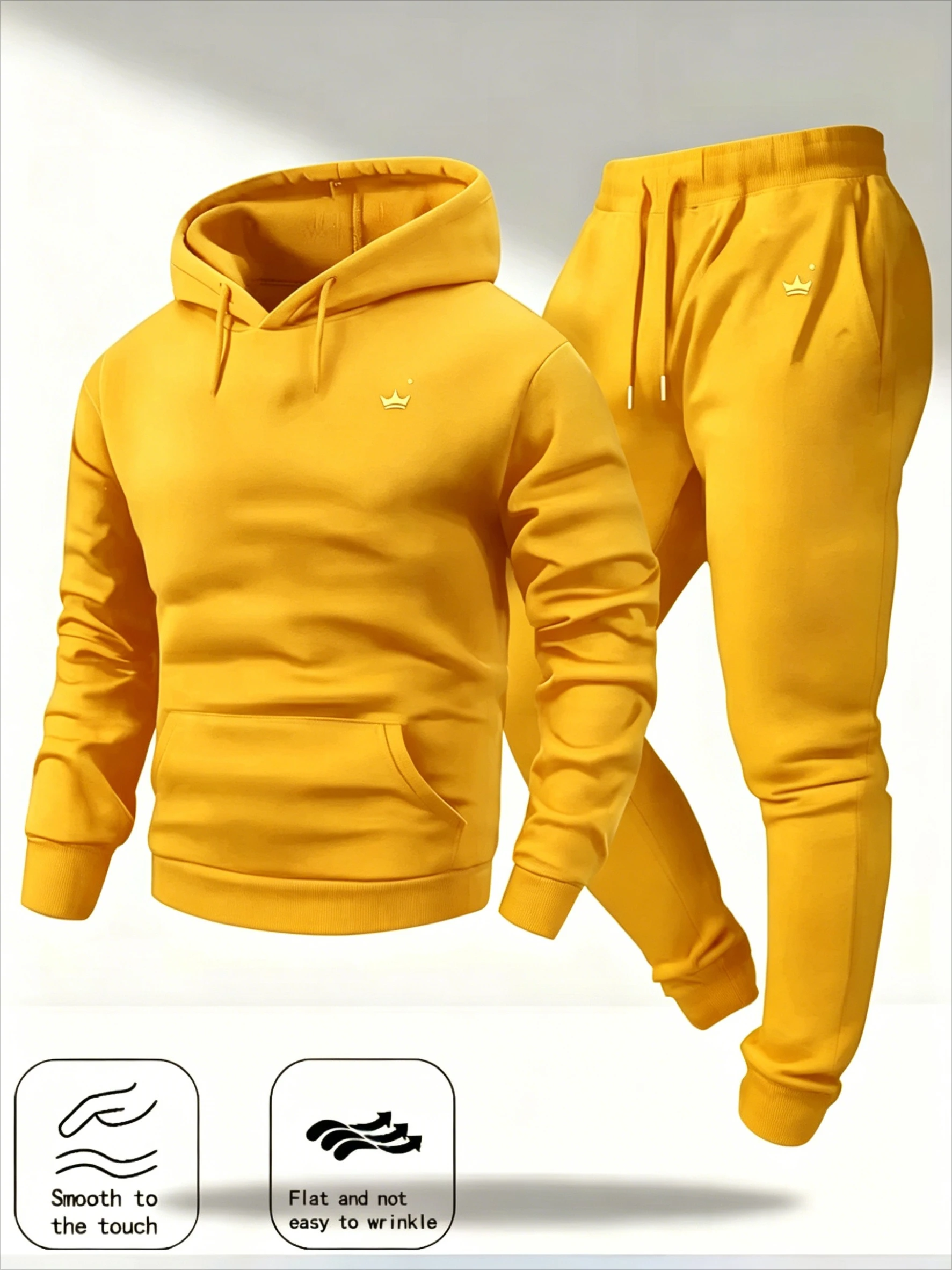 2026 Autumn Winter Men's Crown Printed Tracksuit Hooded Sweatshirt & Pants Set Outdoor Casual Sportswear Fitness Streetwear - view 3