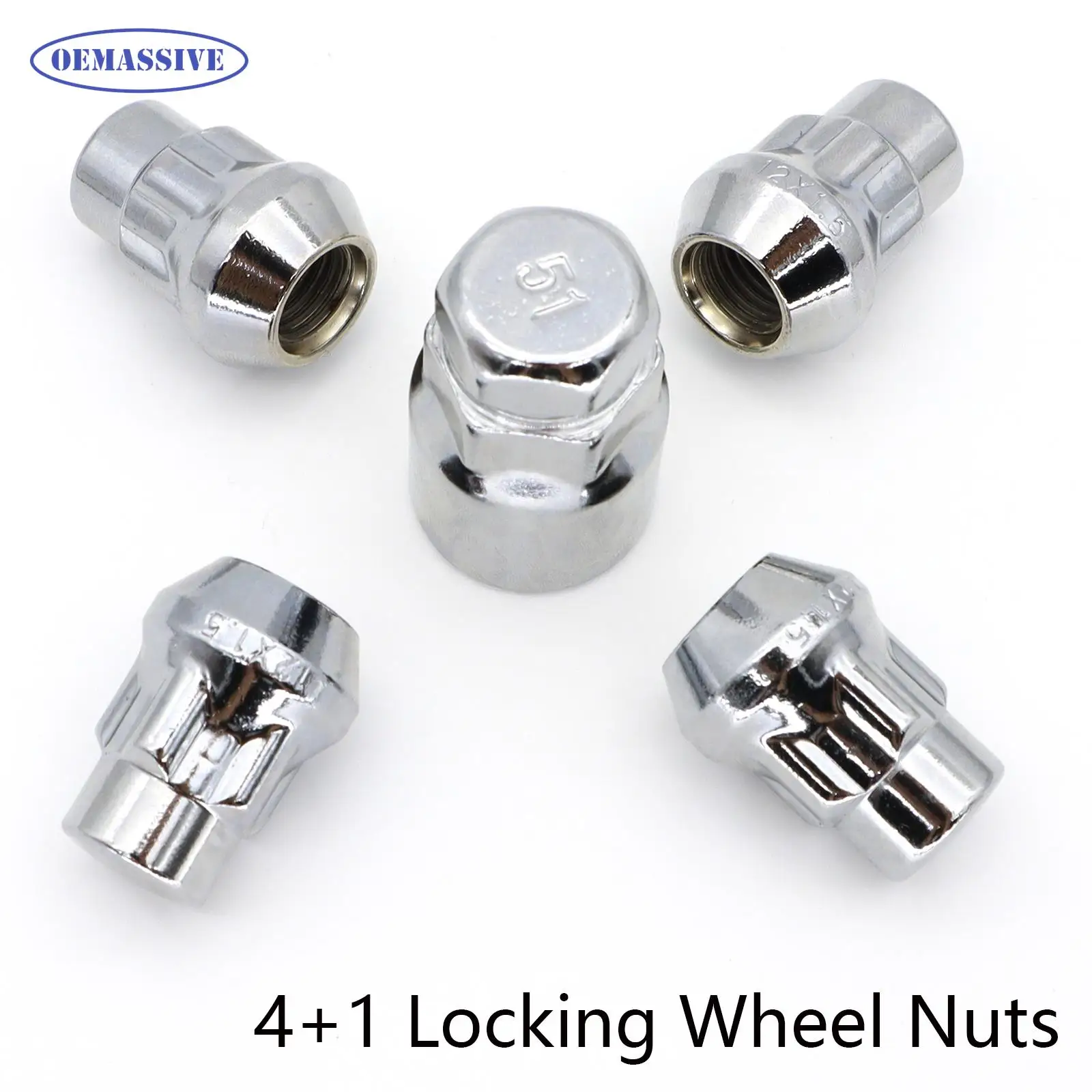 OEMASSIVE 4X Car M12 X 1.5 Locking Wheel Nuts Tapered Seat & 1pc Key For Ford B-Max C-Max Transit Courier Fiesta Car Accessories