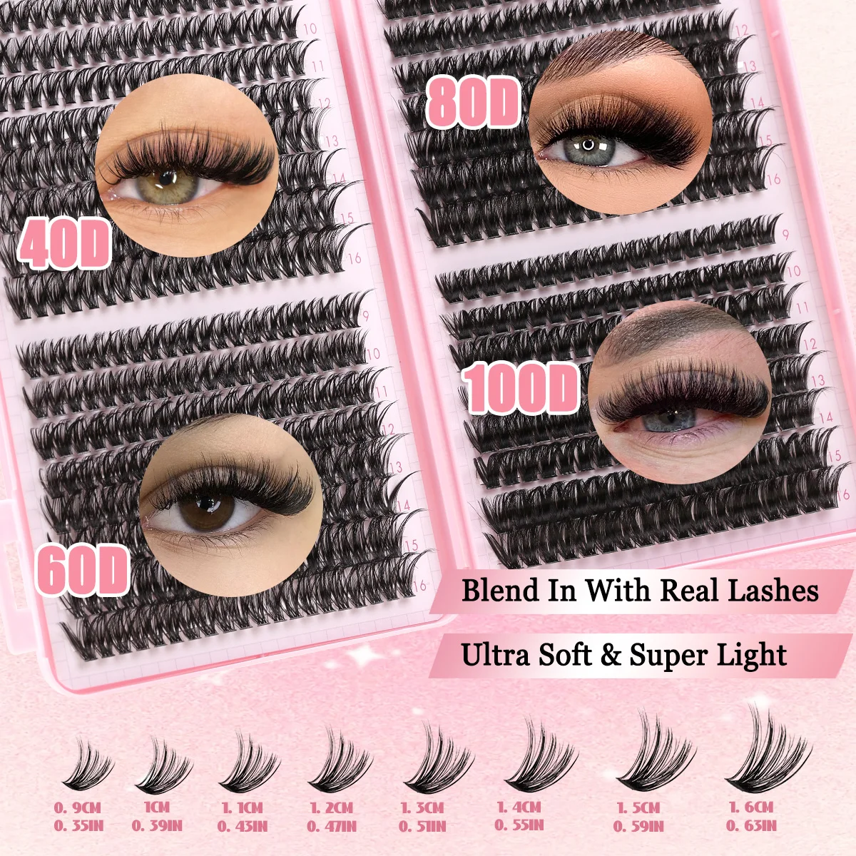 DIY Wimpernverlängerungsset, Wimperncluster-Set, natürliche C-Locken-Cluster, individuelles Wimpern-Set mit Wimpernbindung und Siegelpinzette