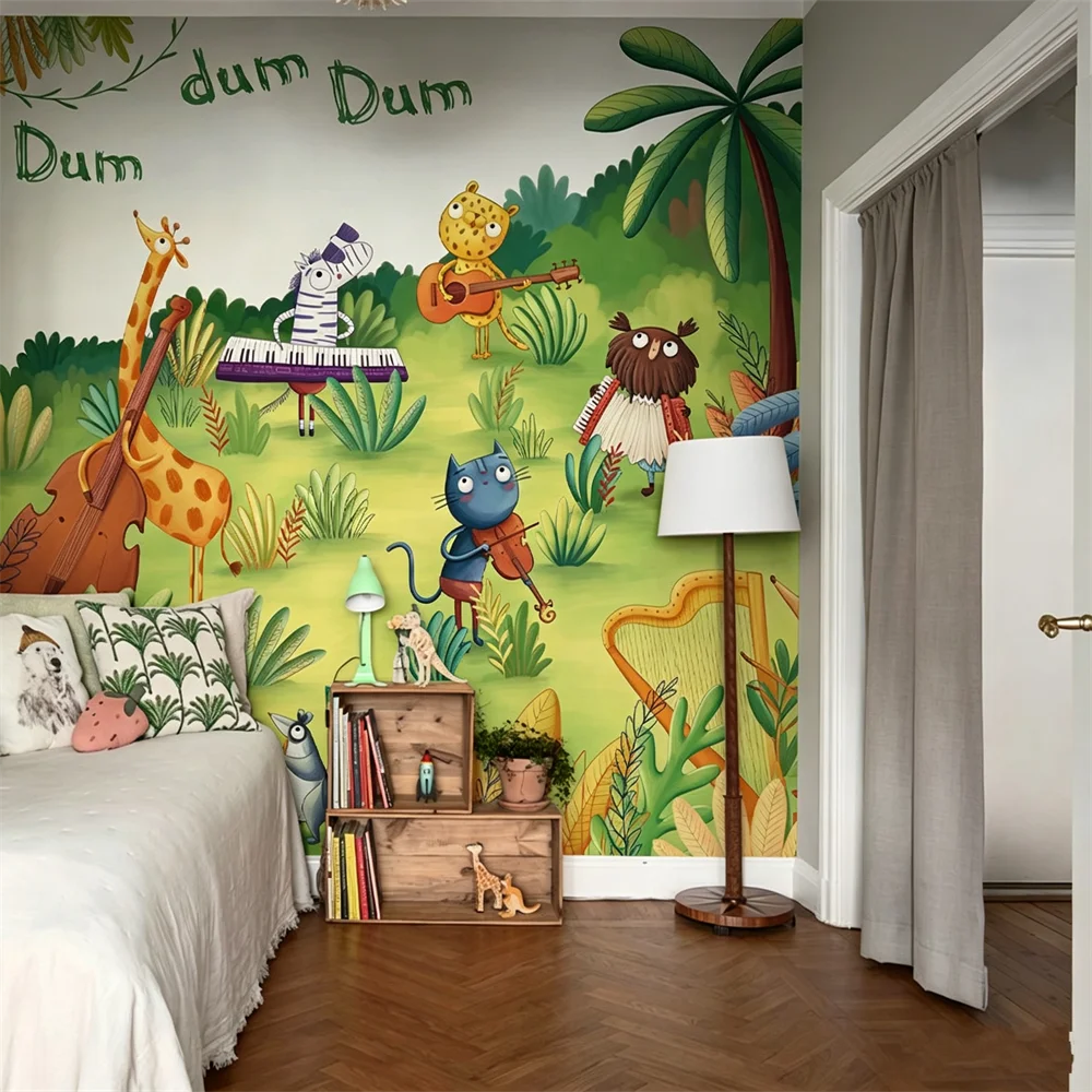 custom sleeping cartoon tiger Wallpaper for decorating photo 3D mural wallpapers for children's room kindergarten Stickers