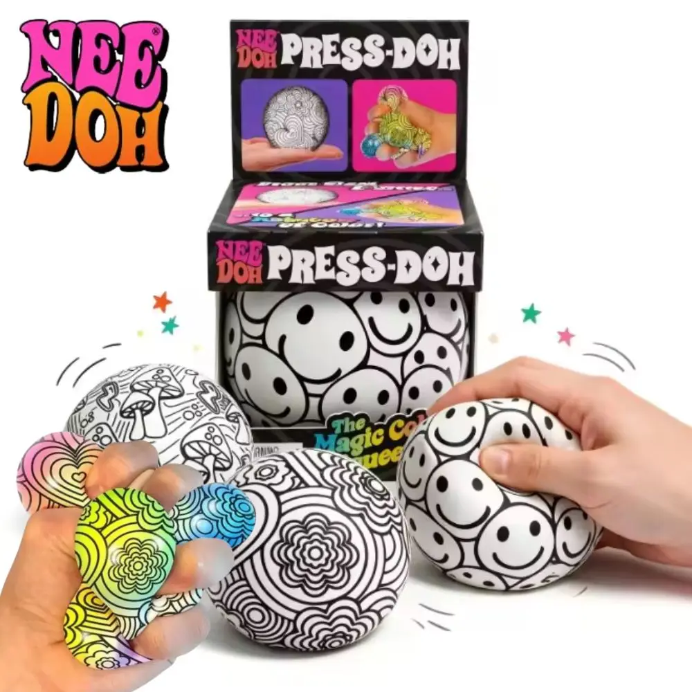 NEW NeeDoh Graffiti Ball Blind Box Desk Companion Squishy Smiley Ball Office Stress Relief Fidget Toy for Adults