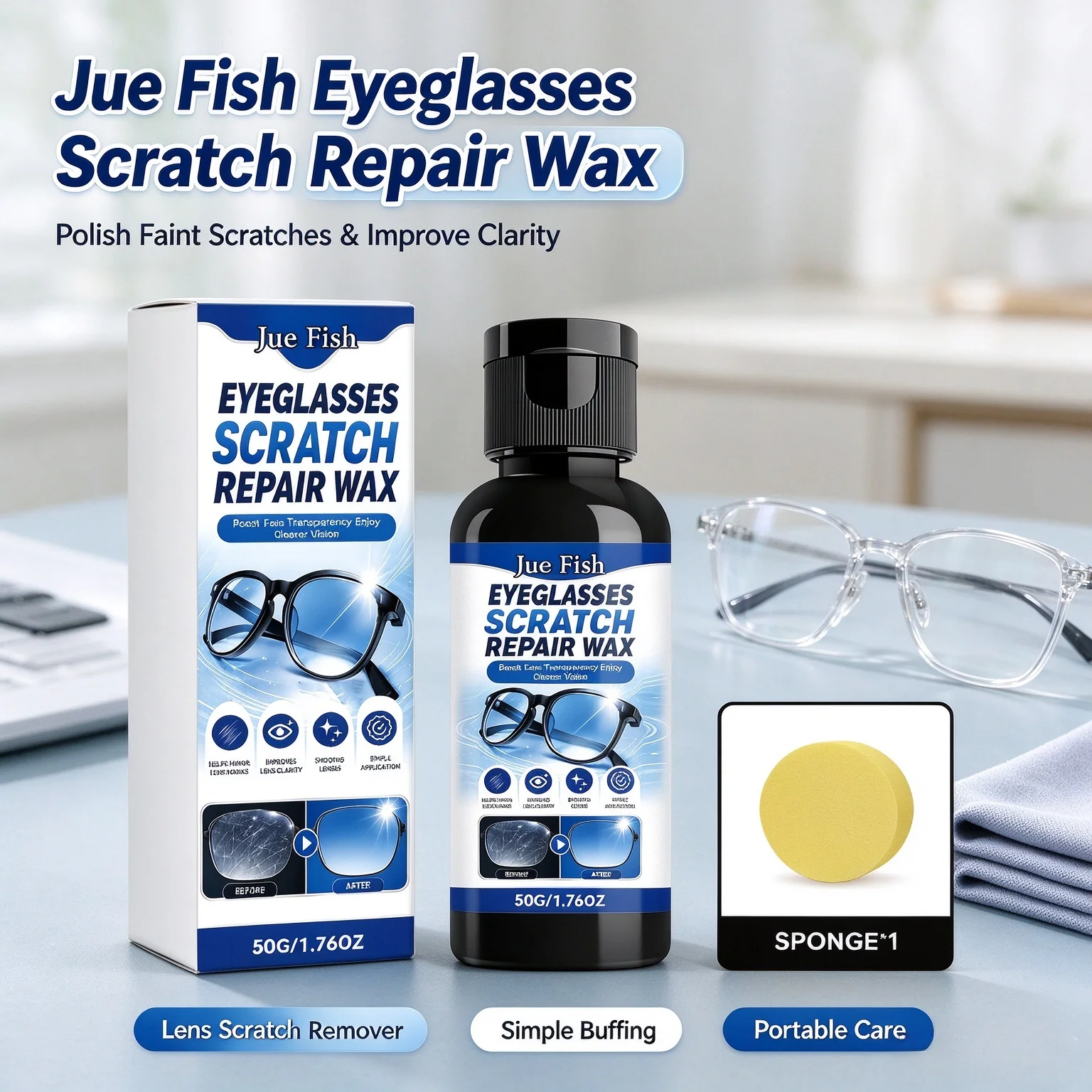 Eyeglasses Scratch Repair Wax Lens Scratch Remover Improve Clarity Form Protect Film Simple Buffing Portable Lens Polish Paste