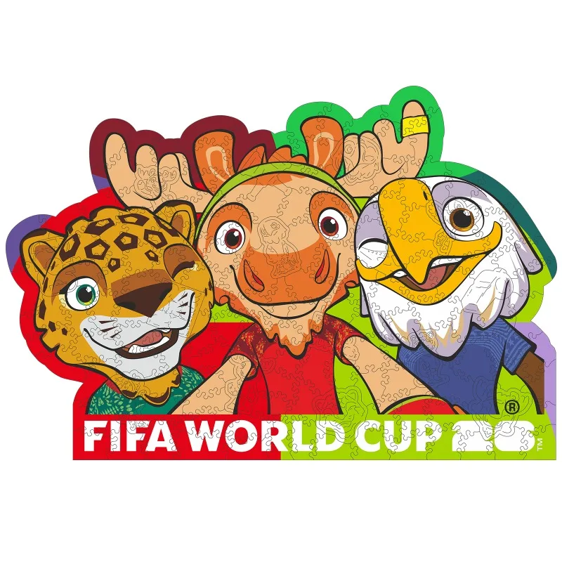 

New 2026 FIFA World Cup"Take A Photo Together"Wooden Jigsaw Puzzle Brain Challenge Toy Funny Indoor Game Home Decor Collection
