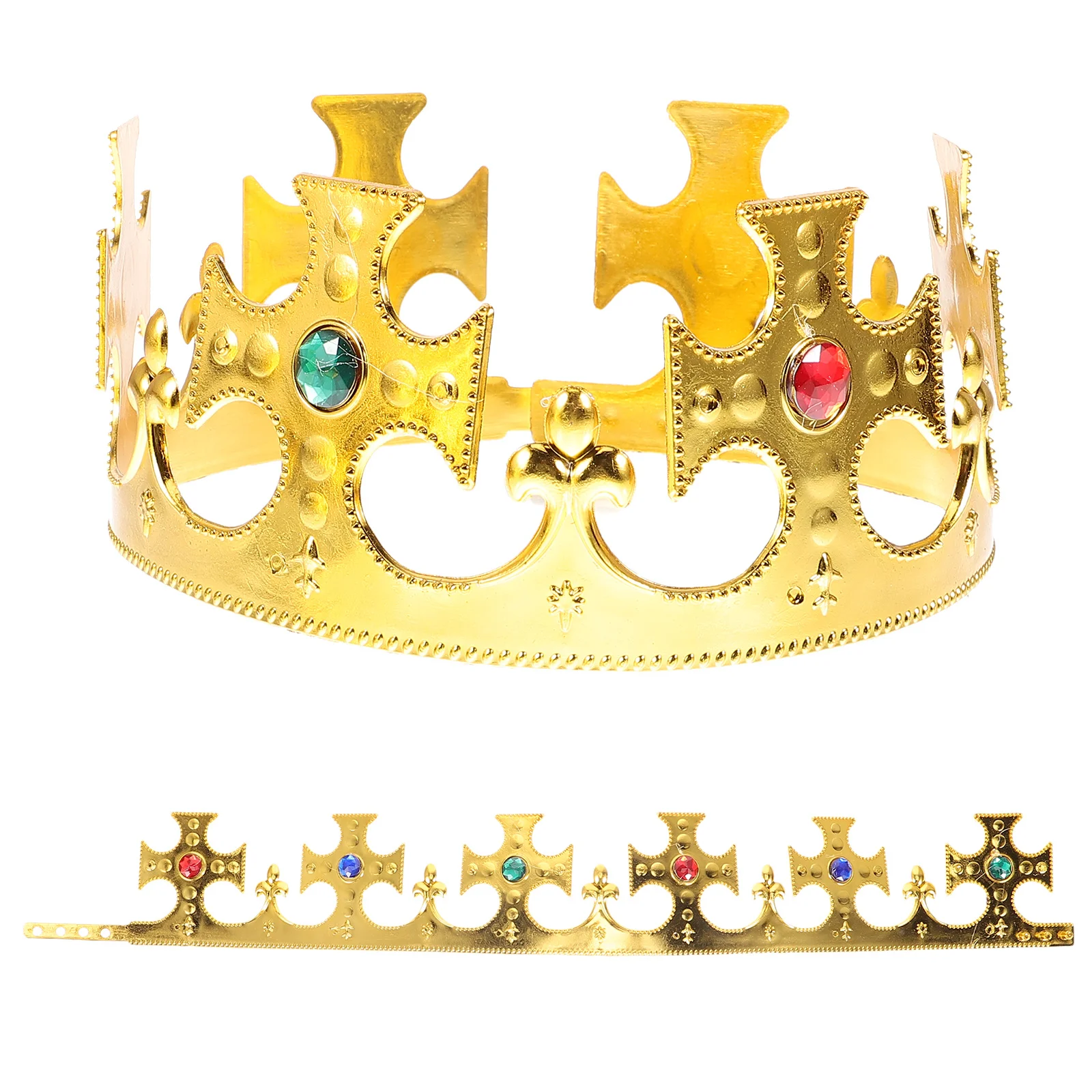 

2Pcs Halloween Party King Crown Plastic Plating Golden Cross Royal Medieval Queen Theater Birthday Prop