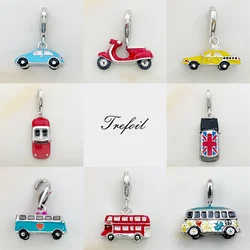 Red Motorcycle Sports Car Bus Taxi Charm Pendant,Jewelry 925 Sterling Silver Gift For Women Men Boy Girl Fit Bracelet Necklace