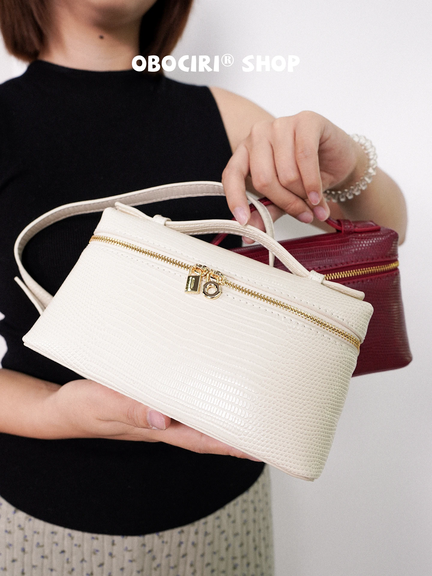  Lizard Pattern Lunch Box Bag Single Shoulder Slant Cross Mobile Phone Bag Small Square Bag Fashionable Handbag for Youth