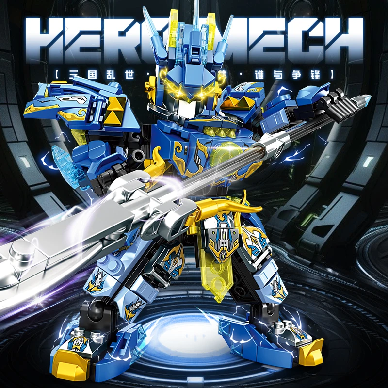 Blocs de construction de guerrier Mecha, Super héros vert Zhao Yun Robot, figurine d'action à monter soi-même, cadeau d'anniversaire et de noël pour garçons, jouet pour enfants