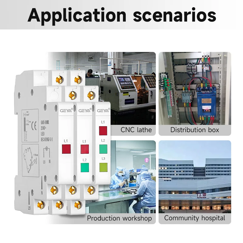 GEYA GYD Din Rail Indicator Light 230V LED Signal Lamp Dual Pilot Lights Modular Indicator  Red Green Yellow Led Signal Light