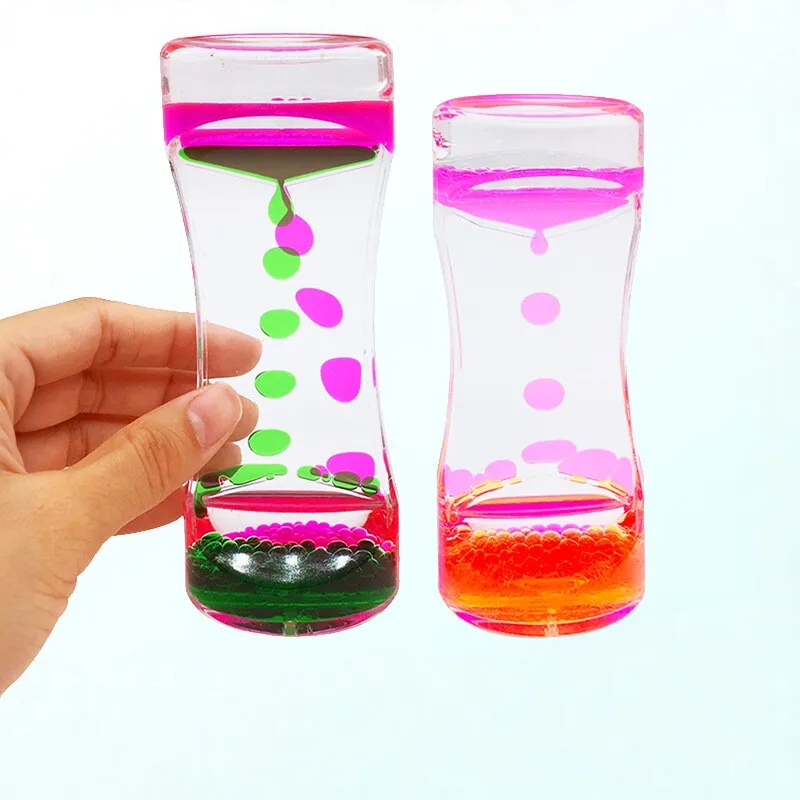 Multicolor Curved Liquid Motion Timer Floating Bubble Hourglass Visual Anxiety Relief Desktop Ornament Daily Leisure Present