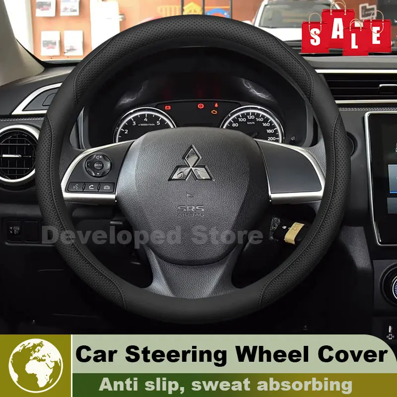 Leather Car Steering Wheel Cover For Mitsubishi ASX RVR Outlander Sport 2010-2022 Auto Interior Mitsubishi Asx Accessories