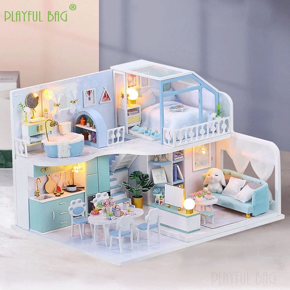 DIY Cottage Wooden Handmade Model Assembly Art House Birthday Gift 3D Puzzle Kids Toy House Building Block Table Ornaments HG375