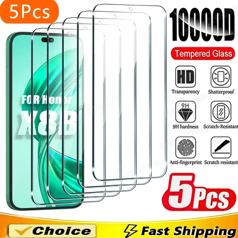 5 pçs vidro temperado para huawei honor x8b x7b x8a x9a x7a x7 x9 x8 protetor de tela para honra 200 90 lite 50 se 20s magia 7 vidro