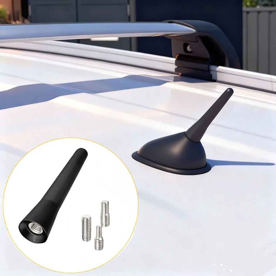 Antena de Carro Mini Curta Universal para Montagem no Teto, Rádio FM AM DAB, Preta, 6.5cm de Comprimento, com Parafusos