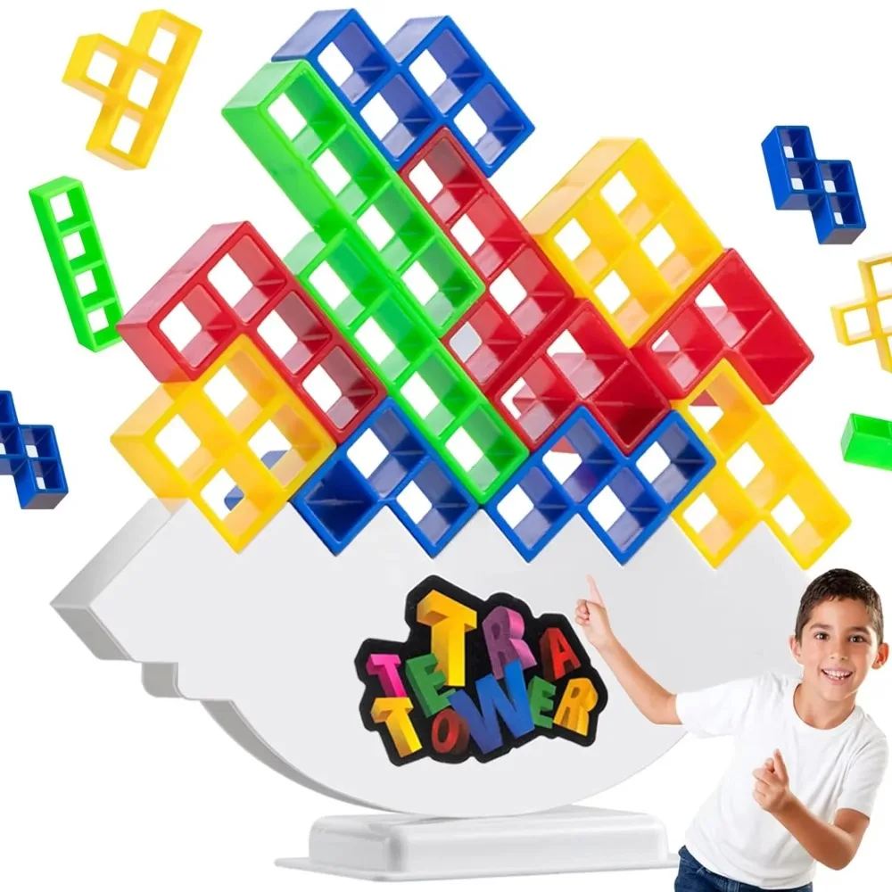 64PCS Tetra Tower Fun Balance Stacking Building Blocks Board Game for Kids Adults Friends Team Dorm Family Game Night and Partie