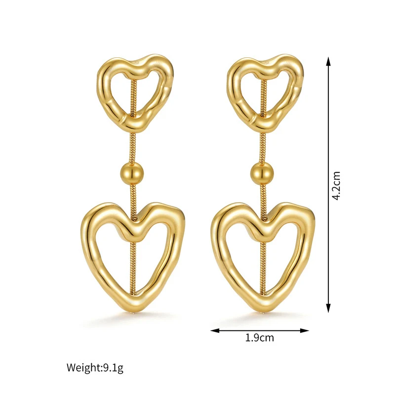 EILIECK 316L Edelstahl Goldene Hohlherz-Halskette, Armbänder und Ohrringe Set für Damen, Trendiger Wasserfester Schmuck als Geschenk – Detail 8