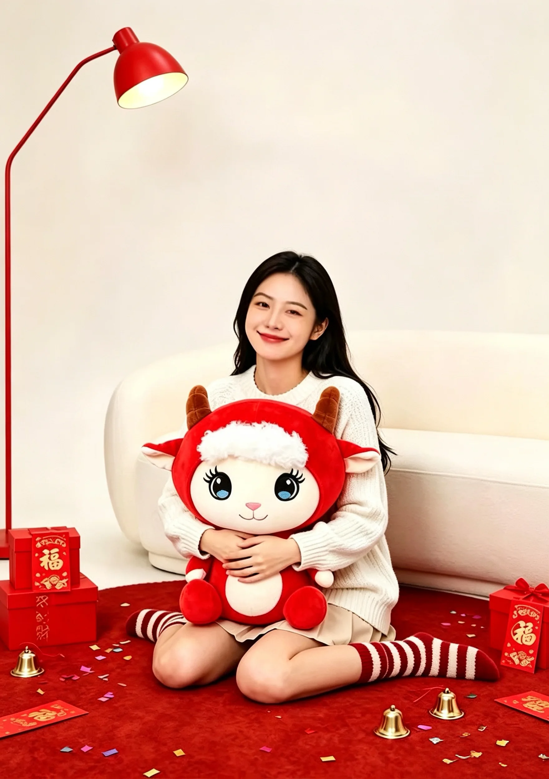 2 in 1 Transformable Sheep Plush U Neck Pillow Lamb Travel Pillow Festival Gift for Airplane Office Nap