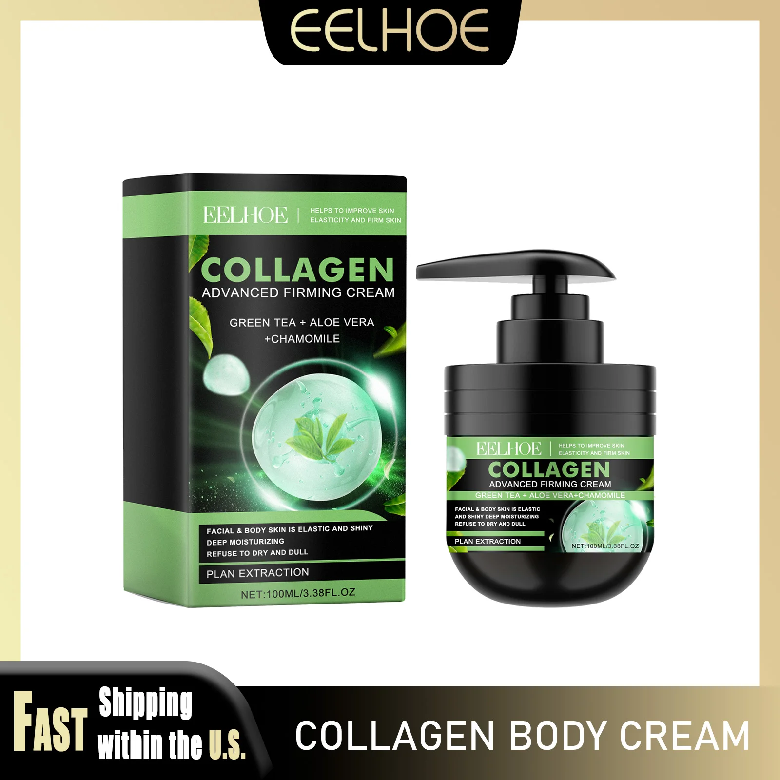 

EELHOE 100ml Collagen Body Cream Skin Firming Anti Aging Hydrating Moisturizing Refreshing Texture Shrink Pores Body Care Serum