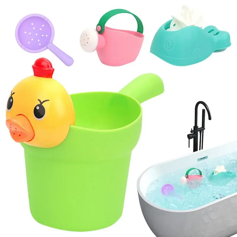 

Bath Toys 4PCS Beach Sand Toys Silicone Shampoo Cup Silicone Colander Whale Water Wheel Watering Can Summer Beach Play Toys