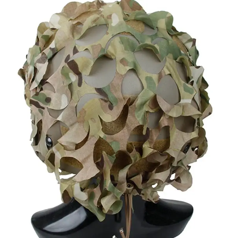 Multicam FAST Helmet Cover, Lightweight Laser Cutting Helmet Scrim Camouflage Net Cover, for Airsoft Paintball Hunting