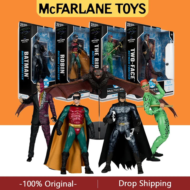 McFarlane Toys Batman Forever Bundle Set Two-Face The Riddler Robin Batman 18cm Action Figure DC Multiverse Toys Collection Kit