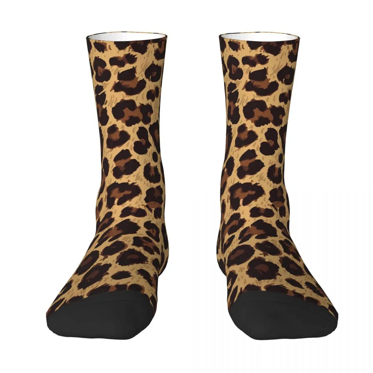 Gold Leopard Socks Trendy Animal Print Casual Youth Mid Stockings Large Chemical Fiber Sports Modern Socks