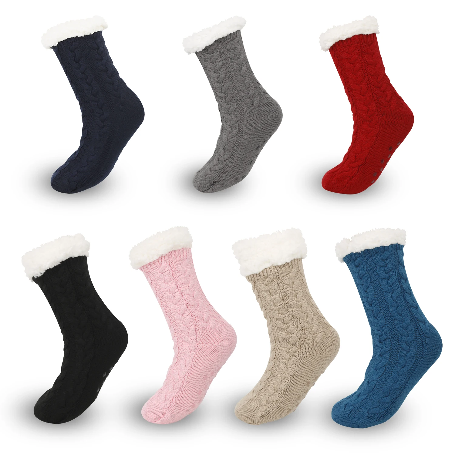 Warm autumn and winter thick velvet anti slip sleeping socks, carpet floor socks, solid color home socks