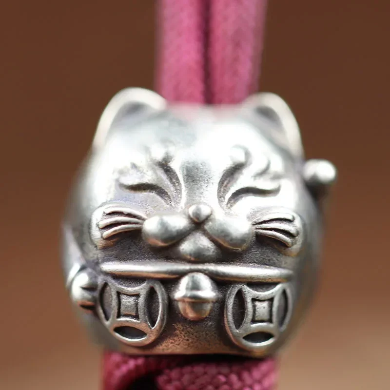 Mascot Lucky Cat Brass Knife Bead DIY Paracord Accessories Woven Lanyard Pendant Umbrella Rope Hangings Bring Wealth