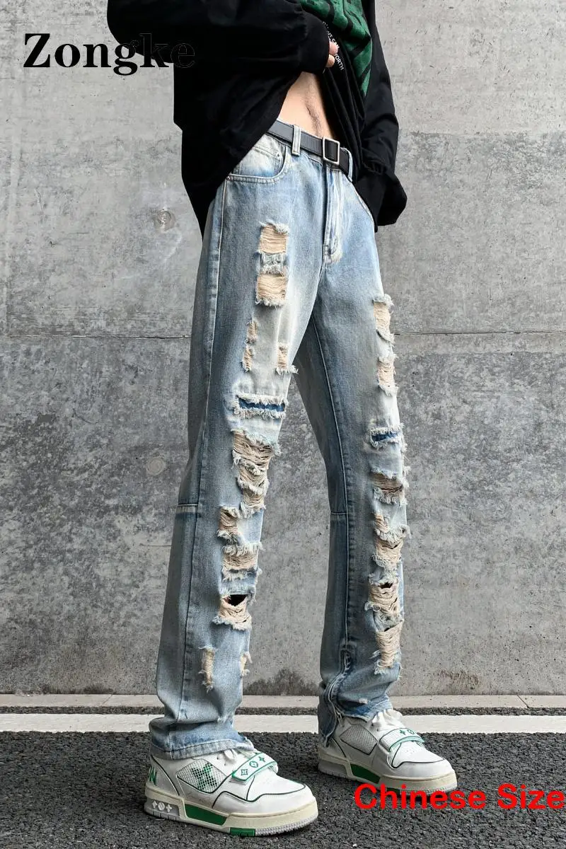 Ripped Skinny Jeans For Men Clothings Cargo Pants Mens Jeans Slim Street Wear Chinese Size 2XL 2024 Spring New Arrivals