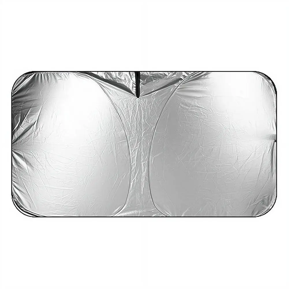 Large Windshield Sunshade UV Heat Block Titanium Silver Reflective Foldable Sedan Car Interior Protection Dashboard Seat Cover