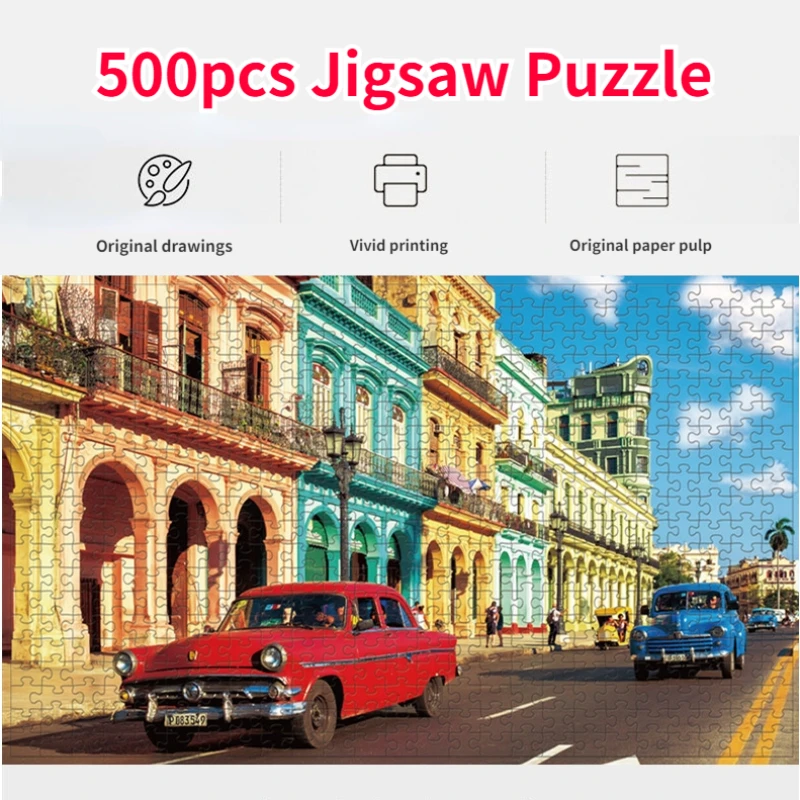 1 Box 500 Pieces 46*28cm Jigsaw Puzzles 500 Pieces Cardboard Picture Landscape Oil Painting Art Puzzles Family Games