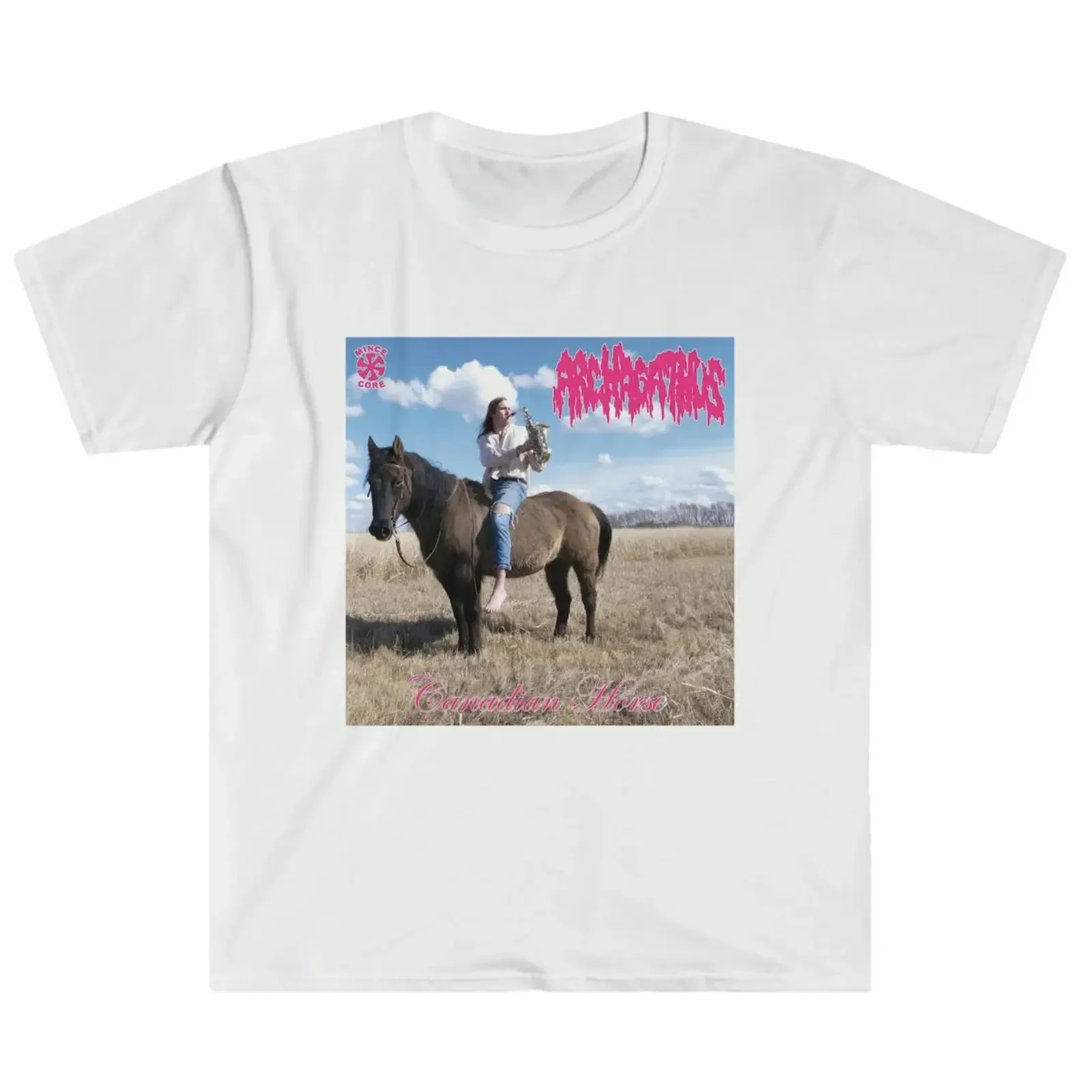 ARCHAGATHUS Canadian Horse Mincecore Grindcore Punk Powerviolence Hardcore T Shirt vintage Washed Stretched Casual Soft fashion