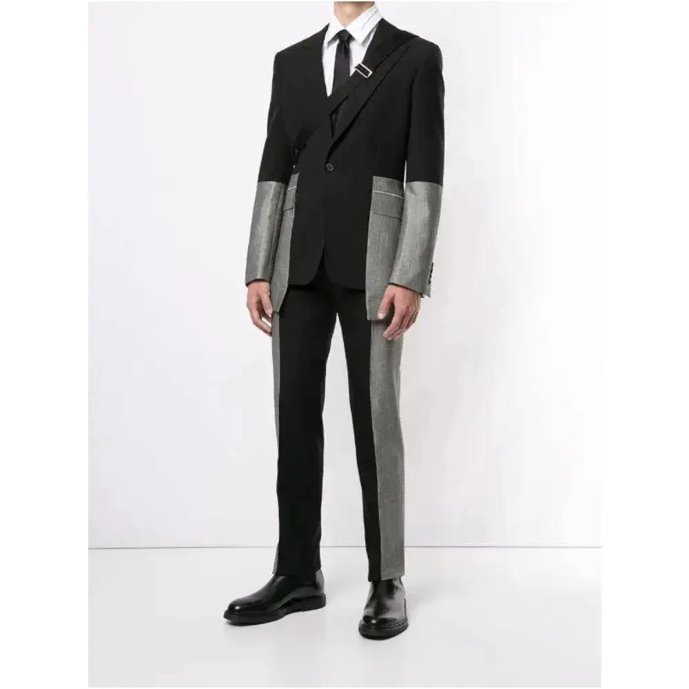Fashion Style Men Suit Patchwork Contrast Color One Button Peaked Lapel Formal Party Wear Customized 2 Piece Business Set