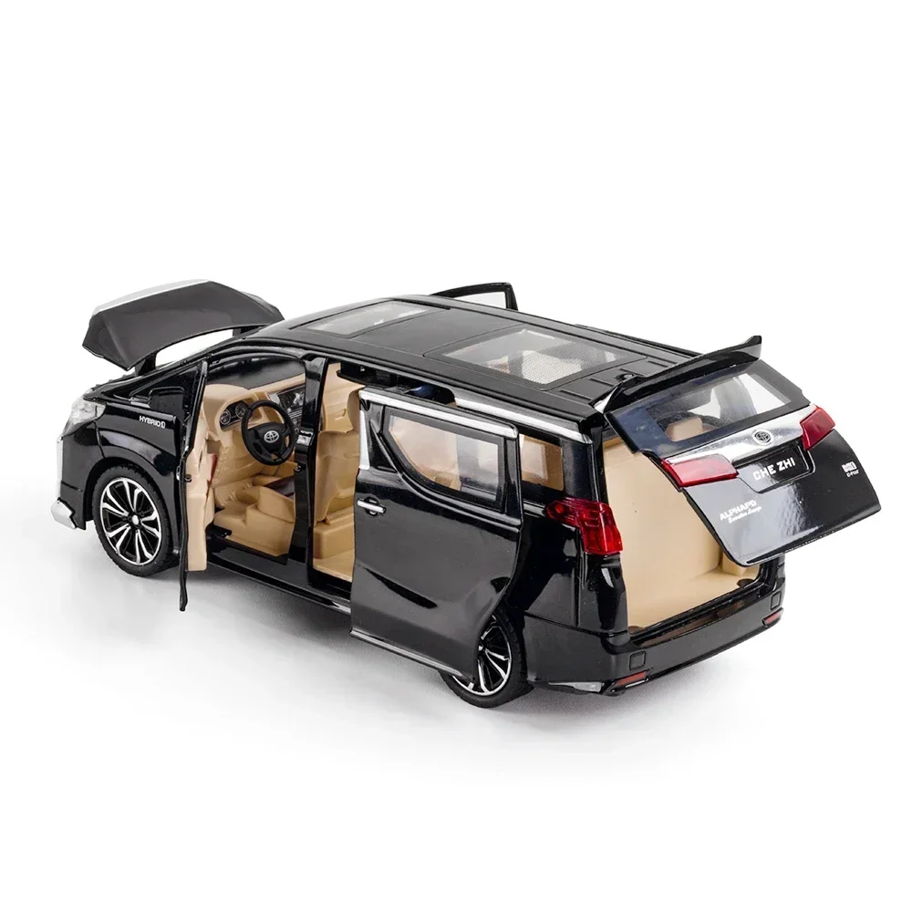 1/24 TOYOTA Alphard MPV Van Diecast Toy Car Model Vehicle Miniature Pull Back Sound & Light Doors collezione apribile Gift Boy