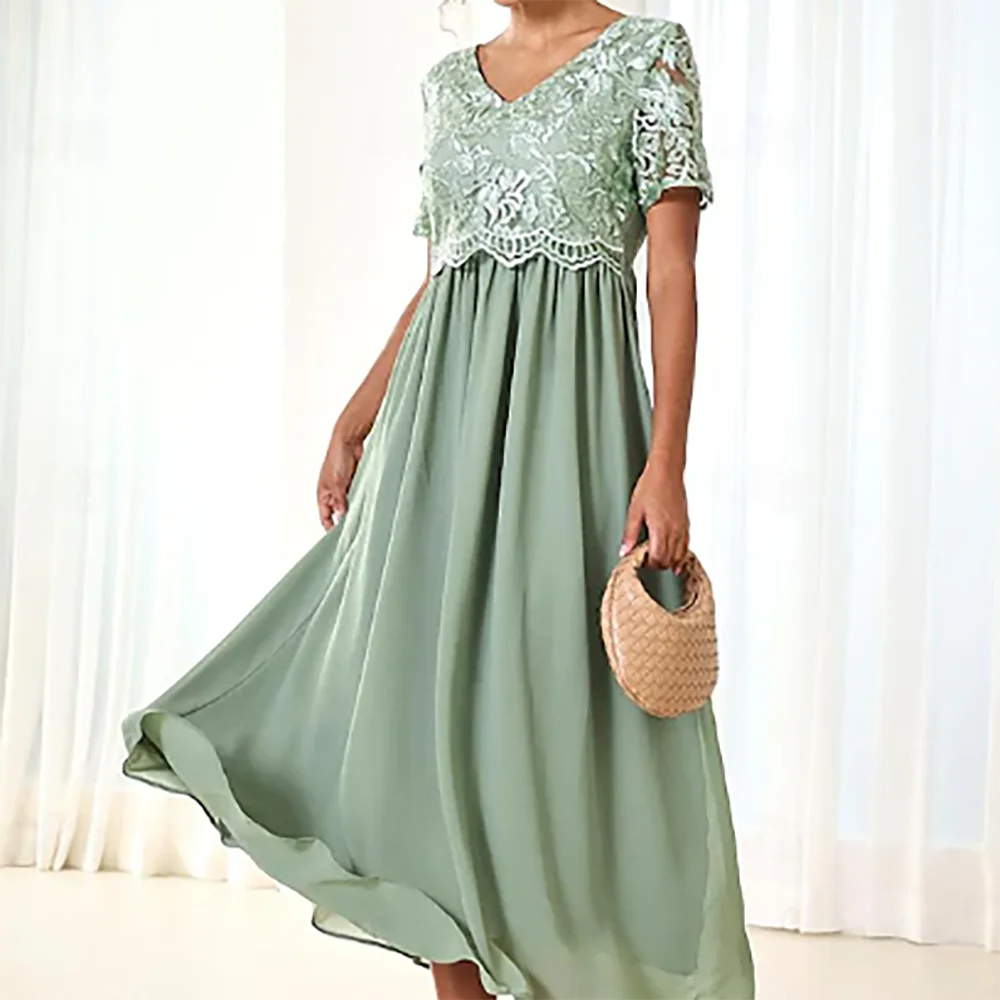 Elegante V-Ausschnitt-Applikationen, Spitze, halbe Ärmel, Brautkleider für die Brautmutter, individuelle Brautkleider