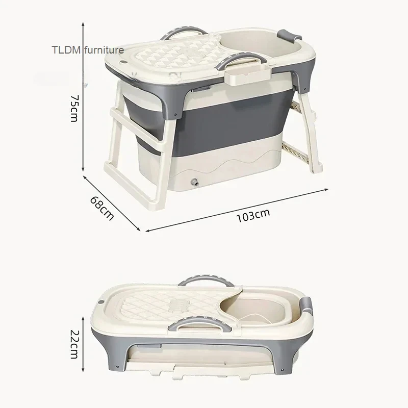 Modern Plastic Bathtub for Bathroom Simple Thickened Portable Folding Bathtub Sitting Bath Steaming Household Portable Bathtubs