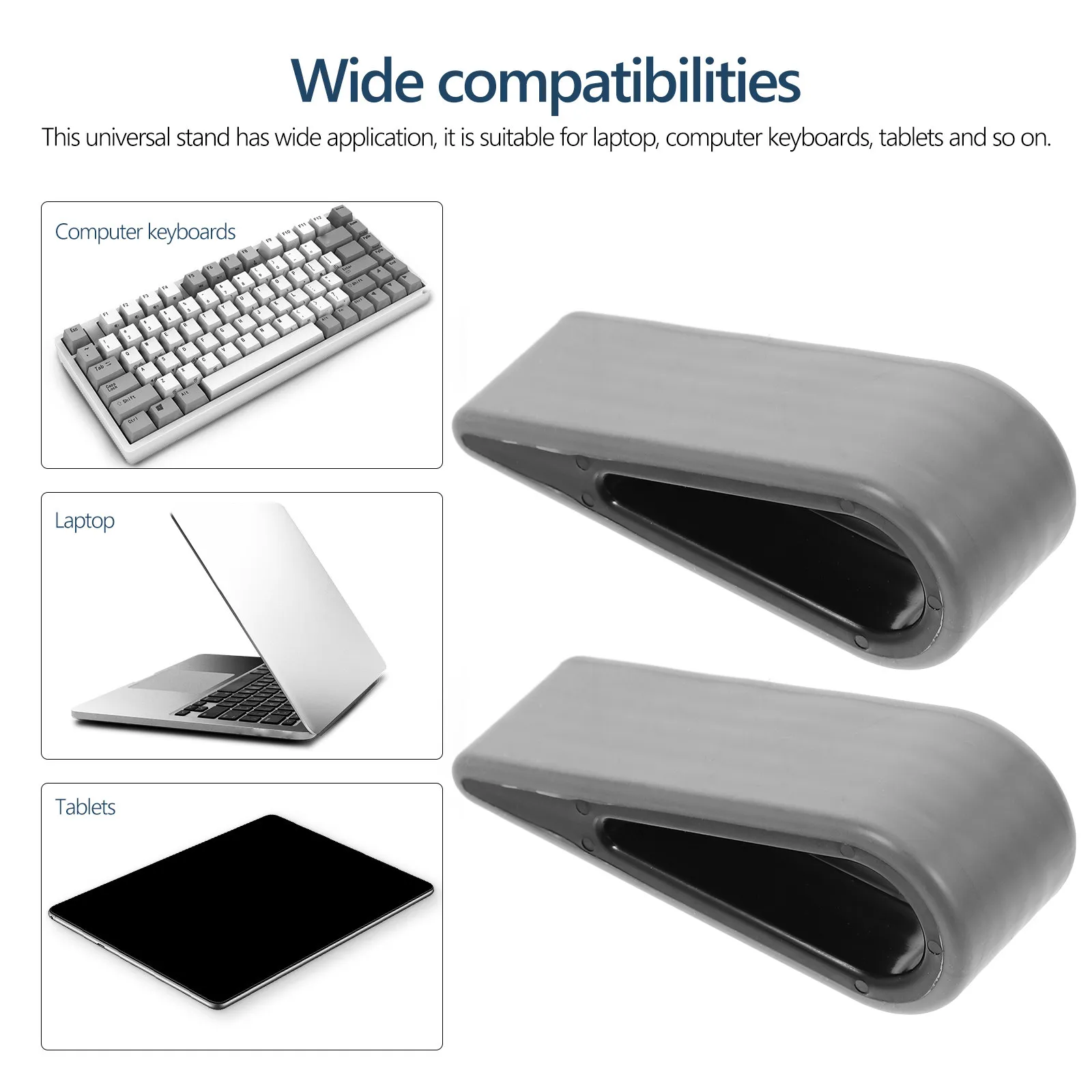 2Pcs Elevated Laptop Computer Stand Silicone Kickstand Wedge Stable Desktop Holder Lightweight Ventilated Riser for Home Office