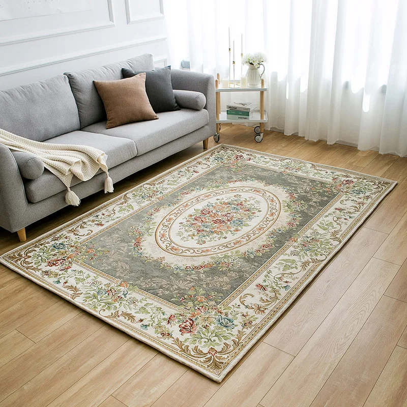 

Vintage Carpet Turkey Tapis Salon For Home Bedroom Floor Europe Luxury Carpet Washable Jacquard Woven Rug Cotton Persian Carpet