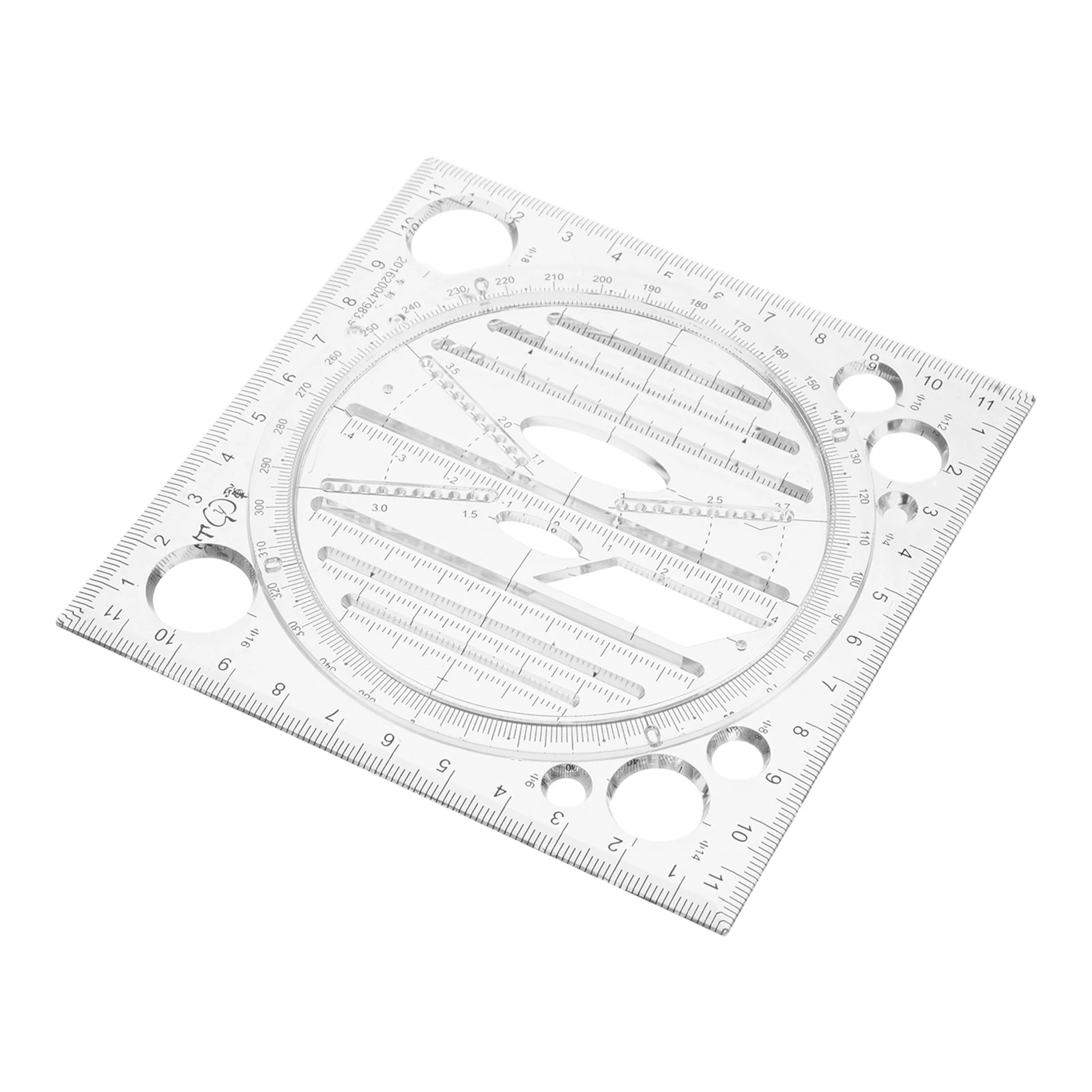 Drawing Ruler Circle Template Precision Measurement Plastic Student Engineer Multifunctional Drafting Tool Clear