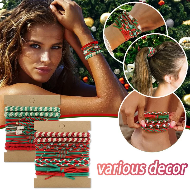 2023 Women Christmas Rubber bands for bracelets elastic boho hair ties girls new year pearl hair rope Christmas scrunchie Gift