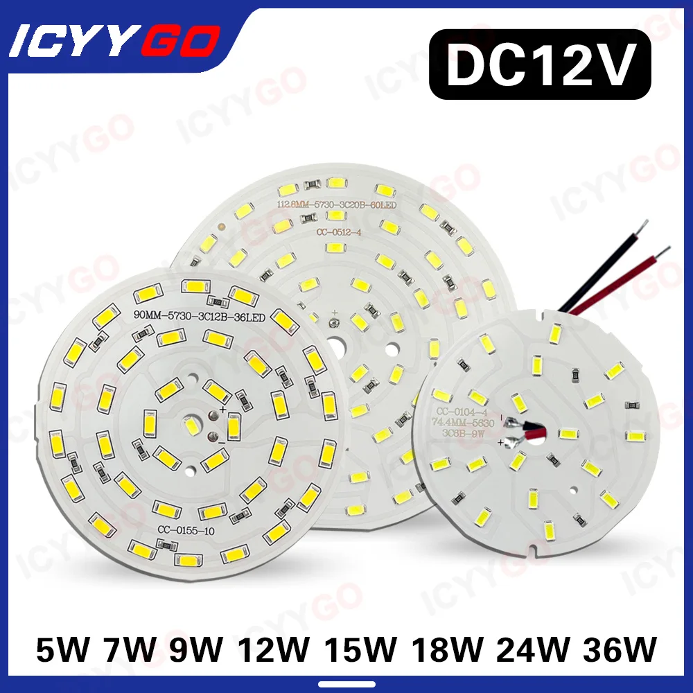 12V LED5730 Light Source Board 45W 30W 20W 18W 15W 12W 9W 7W 5W Low-Voltage Aluminum Light Board To LED Light Panel Conversion