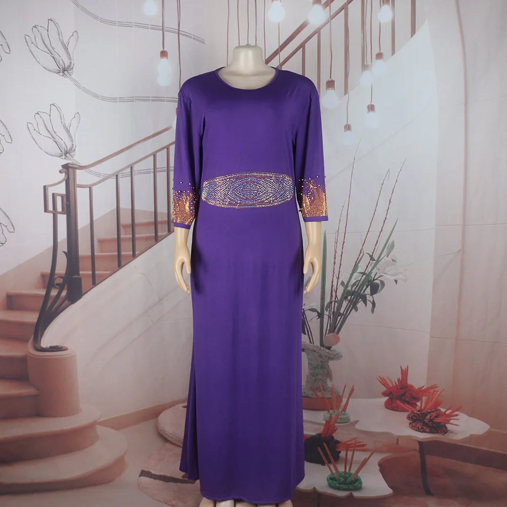Neu eingetroffen: Afrikanisches zweiteiliges Kleid für Damen, elegantes Luxuskleid mit Strass für die Kirche – Detail 4