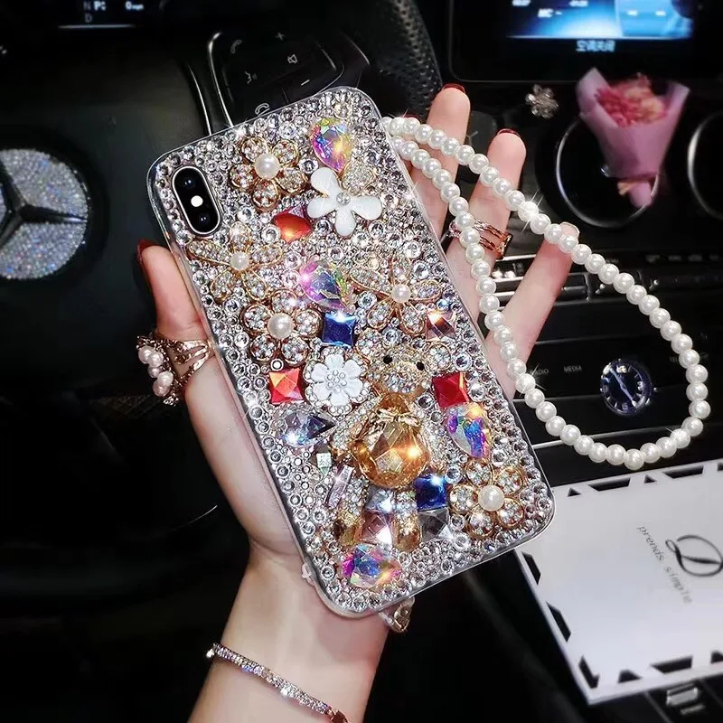 

Luxury Bling Lovely Bear Case with Rhinestones Diamonds, Soft Cover for Samsung Galaxy S8 S9 S10 S20 Plus S21 FE S22 S23 Note20